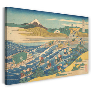 Leinwandbild Katsushika Hokusai - Fuji gesehen von Kanaya auf dem Tōkaidō (Tōkaidō Kanaya no Fuji), von der Reihe sechsunddreißig Ansichten des Fujisan (Fugaku sanjūrokkei