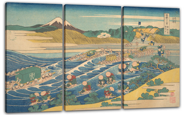 Leinwandbild Katsushika Hokusai - Fuji gesehen von Kanaya auf dem Tōkaidō (Tōkaidō Kanaya no Fuji), von der Reihe sechsunddreißig Ansichten des Fujisan (Fugaku sanjūrokkei