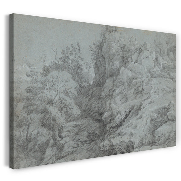 Leinwandbild Raphael Lamar West - Eine bewaldete und felsige Landschaft