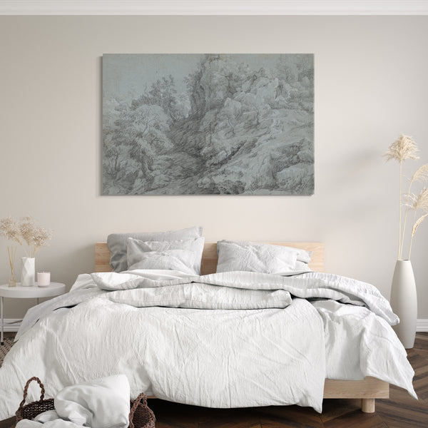 Leinwandbild Raphael Lamar West - Eine bewaldete und felsige Landschaft