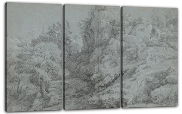 Leinwandbild Raphael Lamar West - Eine bewaldete und felsige Landschaft