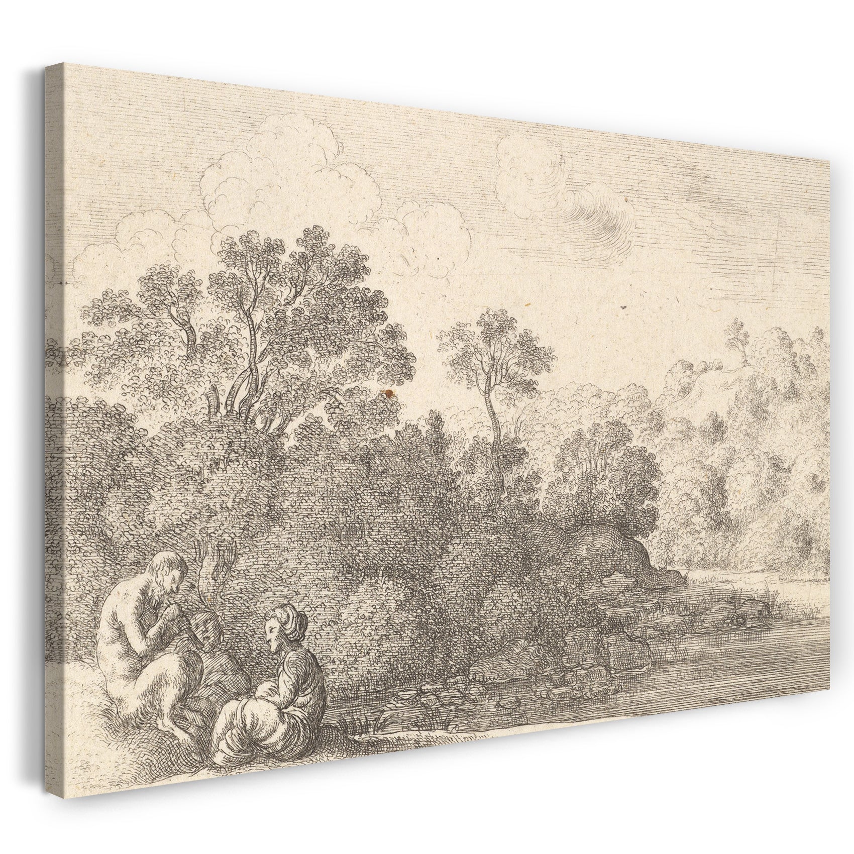 Leinwandbild Wenceslaus Hollar - Satyr und zwei Nymphen