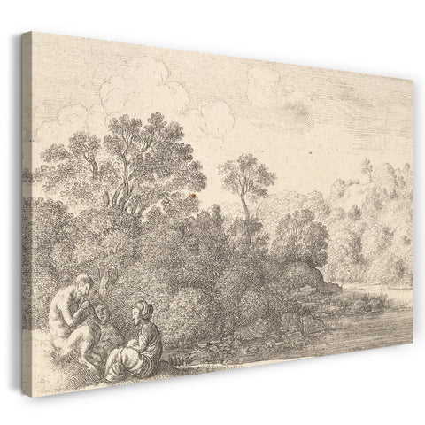 Leinwandbild Wenceslaus Hollar - Satyr und zwei Nymphen