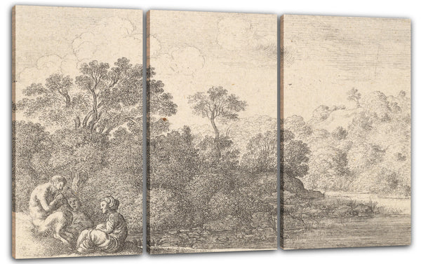 Leinwandbild Wenceslaus Hollar - Satyr und zwei Nymphen