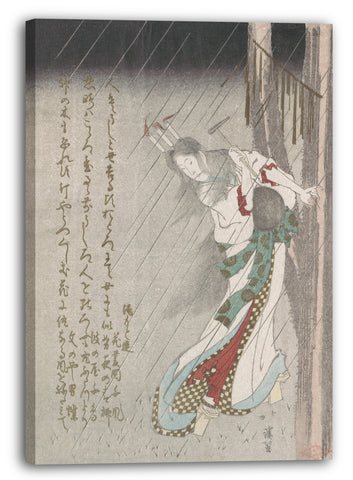 Leinwandbild Totoya Hokkei - Ushi-no-toki mairi Frau im Regen um Mitternacht, die einen Nagel in einen Baum schlägt, um das Böse auf ihren untreuen Liebhaber zu beschwören