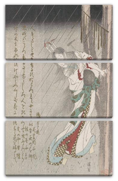 Leinwandbild Totoya Hokkei - Ushi-no-toki mairi Frau im Regen um Mitternacht, die einen Nagel in einen Baum schlägt, um das Böse auf ihren untreuen Liebhaber zu beschwören