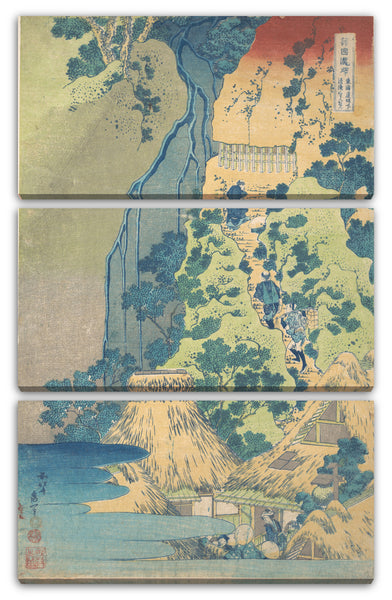 Leinwandbild Katsushika Hokusai - Kiyotaki Kannon Wasserfall bei Sakanoshita am Tōkaidō (Tōkaidō Sakanoshita Kiyotaki Kannon), aus der Serie "Eine Führung durch Wasserfälle in verschiedenen Provinzen (Shokoku taki meguri)"