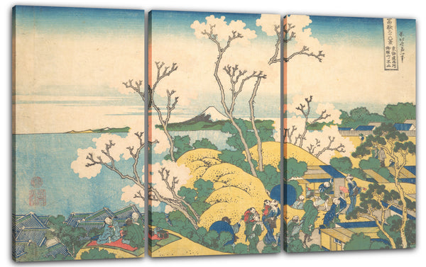 Leinwandbild Katsushika Hokusai - Fuji von Gotenyama bei Shinagawa am Tōkaidō (Tōkaidō Shinagawa Gotenyama no Fuji), aus der Serie Sechsunddreißig Ansichten des Berges Fuji (Fugaku sanjūrokkei)