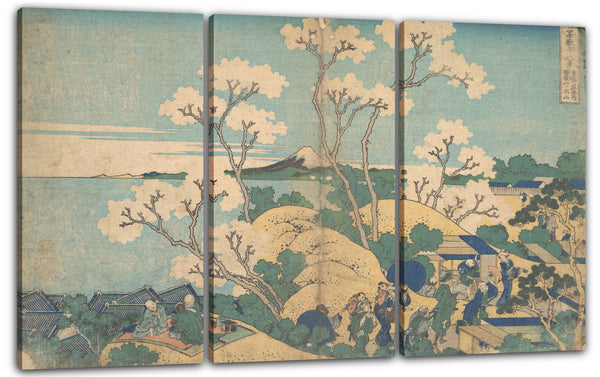 Leinwandbild Katsushika Hokusai - Fuji von Gotenyama bei Shinagawa am Tōkaidō (Tōkaidō Shinagawa Gotenyama no Fuji), aus der Serie Sechsunddreißig Ansichten des Berges Fuji (Fugaku sanjūrokkei)