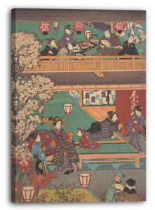 Leinwandbild Nicht identifizierter Künstler Japanisch - Früher Abend im Yoshiwara Gasthaus