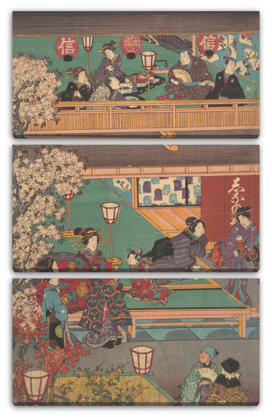 Leinwandbild Nicht identifizierter Künstler Japanisch - Früher Abend im Yoshiwara Gasthaus