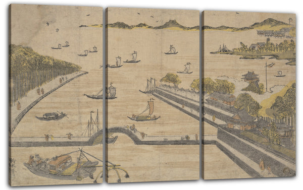 Leinwandbild Suzuki Harunobu - Ansicht von Fukagawa, Edo