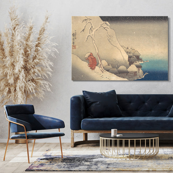 Leinwandbild Utagawa Kuniyoshi - Durch einen Schneesturm reisen