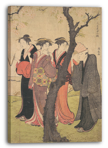 Leinwandbild Torii Kiyonaga - Kirschblüten beobachten in Gotenyama