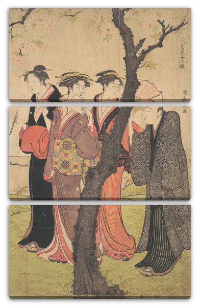 Leinwandbild Torii Kiyonaga - Kirschblüten beobachten in Gotenyama