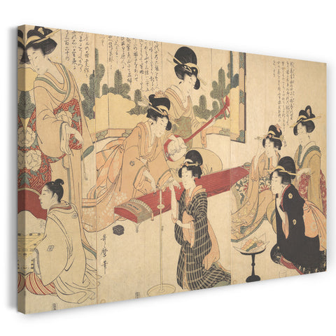 Leinwandbild Kitagawa Utamaro - Eine fröhliche Abendfeier