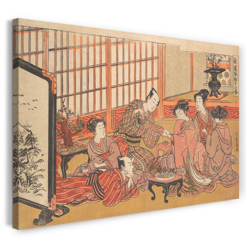 Leinwandbild Isoda Koryūsai - Eine Schein-Hochzeitszeremonie