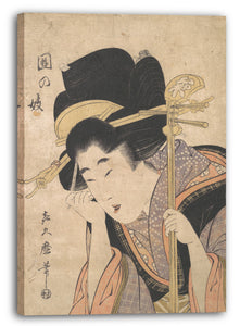 Leinwandbild Kitagawa Kikumaro - Eine Geisha mit einem Shamisen