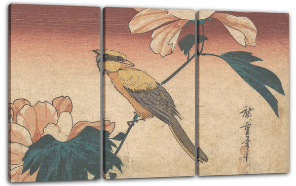 Leinwandbild Utagawa Hiroshige - Hibiscus Mutabilis und Jay