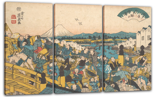 Leinwandbild Keisai Eisen - Abendlicht bei Nihonbashi