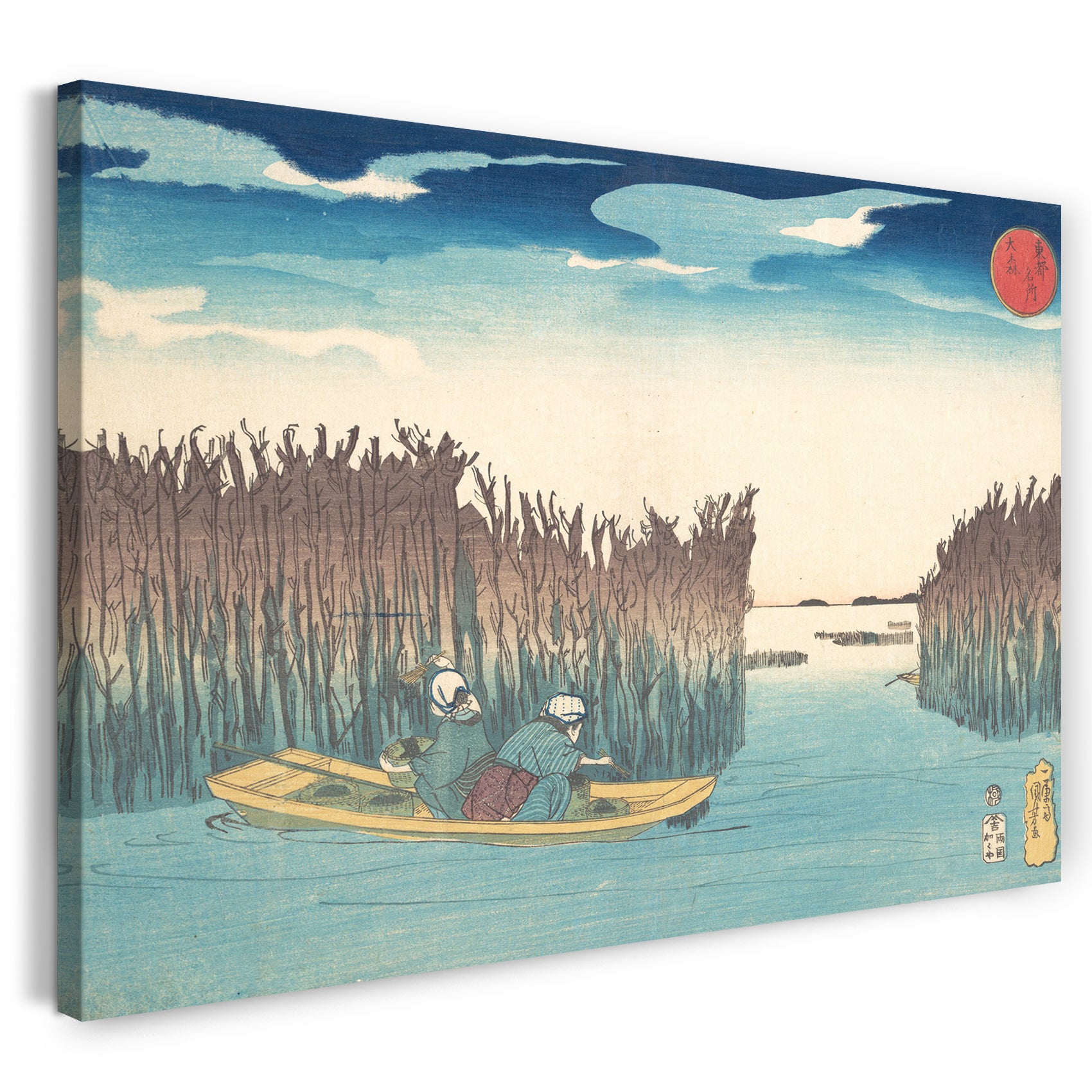 Leinwandbild Utagawa Kuniyoshi - Algen-Sammler in Omori