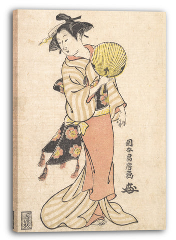 Leinwandbild Masafusa - Mädchen mit Fächer