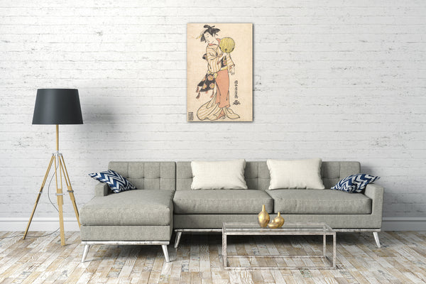 Leinwandbild Masafusa - Mädchen mit Fächer