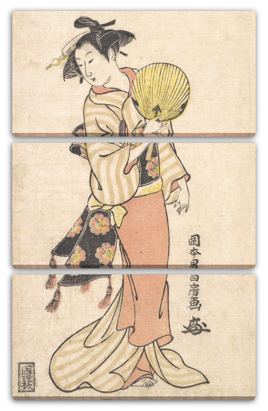 Leinwandbild Masafusa - Mädchen mit Fächer