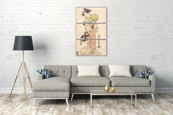 Leinwandbild Masafusa - Mädchen mit Fächer