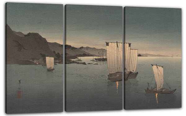 Leinwandbild Kahō - Fischerboote in der Dämmerung