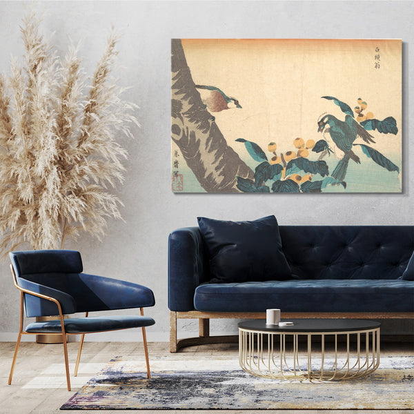 Leinwandbild Keisai Eisen - Vögel und Blumen