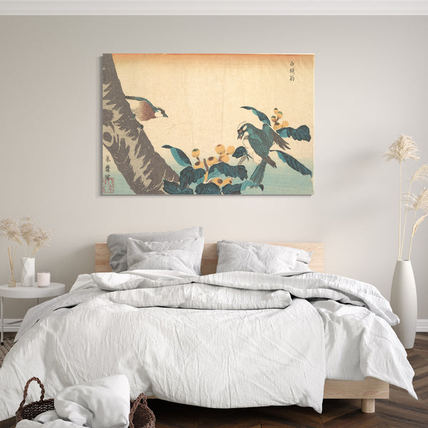 Leinwandbild Keisai Eisen - Vögel und Blumen