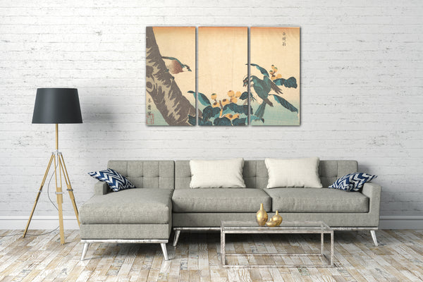 Leinwandbild Keisai Eisen - Vögel und Blumen