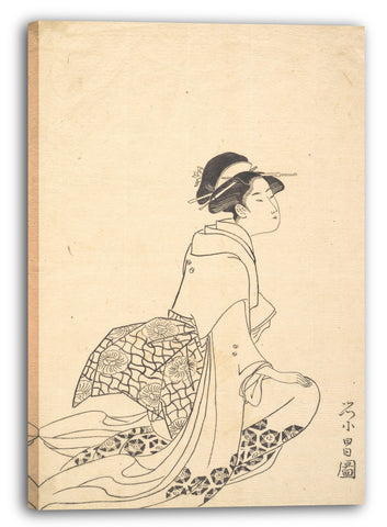Leinwandbild Chōkōsai Eisho - Eine kniende Frau