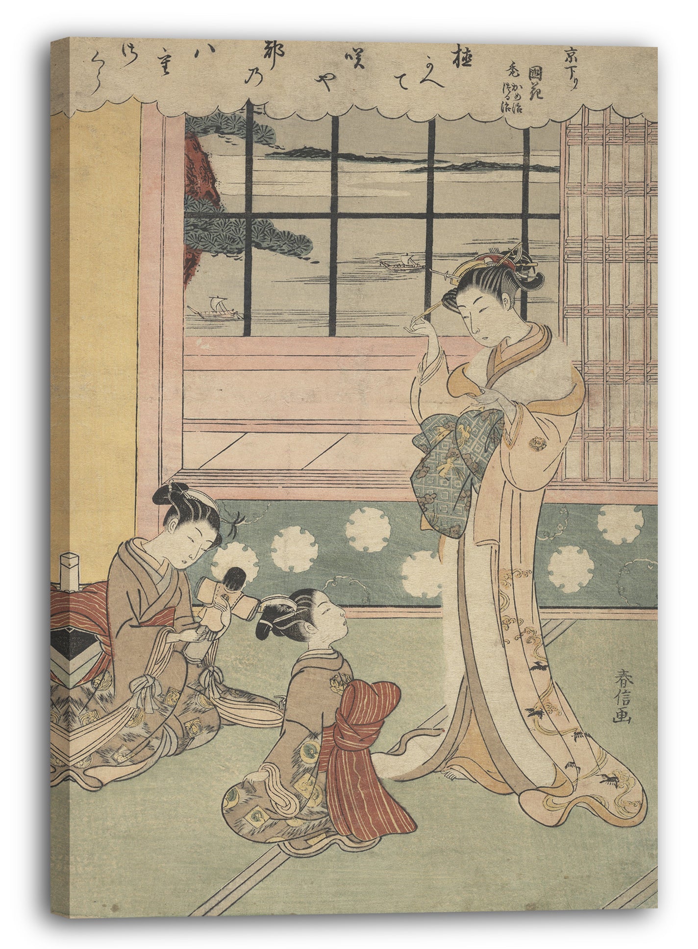 Leinwandbild Suzuki Harunobu - Offenes Fenster in Richtung Meer