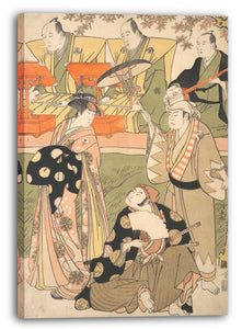 Leinwandbild Torii Kiyonaga - Theaterszene mit Musikern