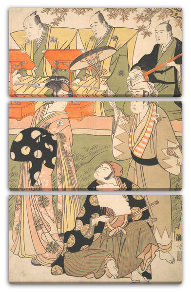 Leinwandbild Torii Kiyonaga - Theaterszene mit Musikern
