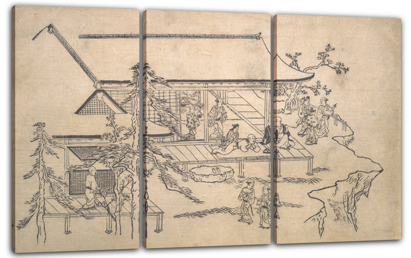 Leinwandbild Hishikawa Moronobu - Blumen-Betrachtungs-Szene