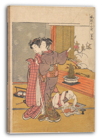 Leinwandbild Isoda Koryūsai - Das Buch waschen