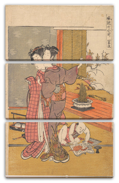 Leinwandbild Isoda Koryūsai - Das Buch waschen