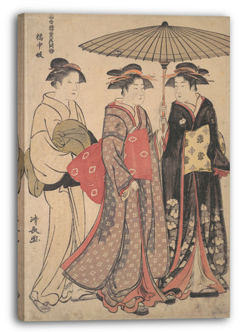Leinwandbild Torii Kiyonaga - Kitchugi-Tänzer der Tachibana-Straße