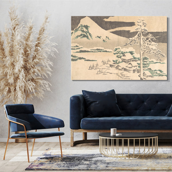 Leinwandbild Katsushika Hokusai - Winterlandschaft