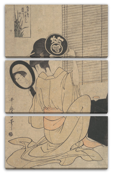 Leinwandbild Kitagawa Utamaro - Takashima Ohisa benutzt zwei Spiegel, um ihre Frisur zu betrachten