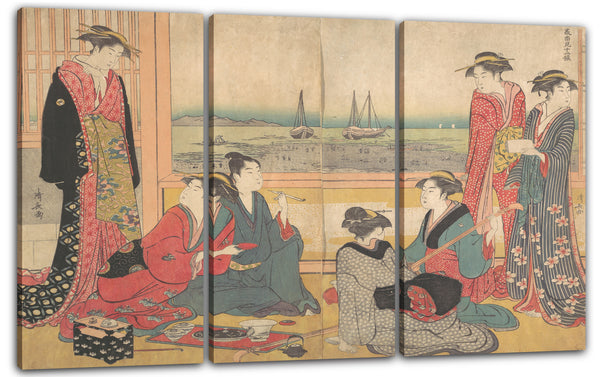 Leinwandbild Torii Kiyonaga - Teehaus in Shinagawa