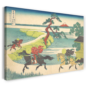 Leinwandbild Katsushika Hokusai - Sekiya Dorf am Sumida Fluss (Sumidagawa Sekiya no Sato), aus der Serie Sechsunddreißig Ansichten des Berges Fuji (Fugaku sanjūrokkei)