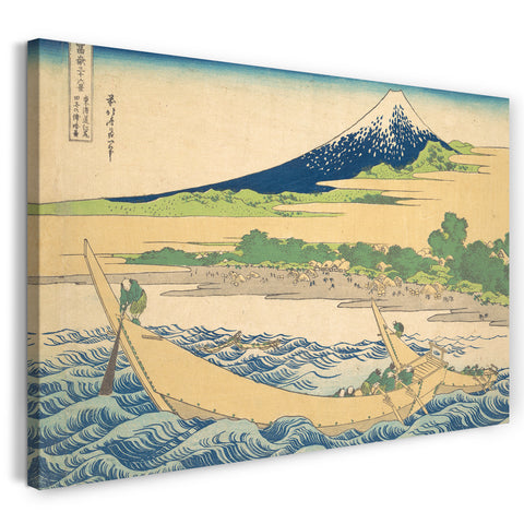 Leinwandbild Katsushika Hokusai - Tago Bucht in der Nähe von Ejiri am Tōkaidō (Tōkaidō Ejiri Tago no ura ryaku zu), aus der Serie Sechsunddreißig Ansichten des Berges Fuji (Fugaku sanjūrokkei)