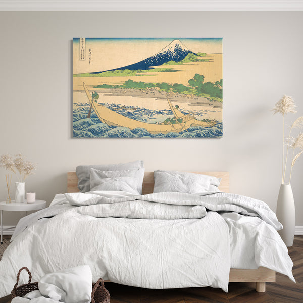 Leinwandbild Katsushika Hokusai - Tago Bucht in der Nähe von Ejiri am Tōkaidō (Tōkaidō Ejiri Tago no ura ryaku zu), aus der Serie Sechsunddreißig Ansichten des Berges Fuji (Fugaku sanjūrokkei)