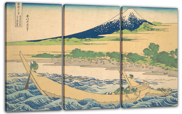 Leinwandbild Katsushika Hokusai - Tago Bucht in der Nähe von Ejiri am Tōkaidō (Tōkaidō Ejiri Tago no ura ryaku zu), aus der Serie Sechsunddreißig Ansichten des Berges Fuji (Fugaku sanjūrokkei)