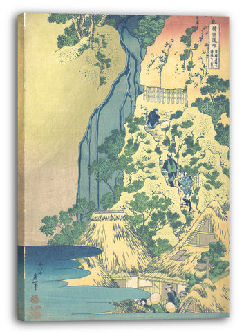 Leinwandbild Katsushika Hokusai - Kiyotaki Kannon Wasserfall bei Sakanoshita am Tōkaidō (Tōkaidō Sakanoshita Kiyotaki Kannon), aus der Serie "Eine Führung durch die Wasserfälle in verschiedenen Provinzen (Shokoku taki meguri)"