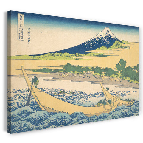 Leinwandbild Katsushika Hokusai - Tago Bay in der Nähe von Ejiri am Tōkaidō (Tōkaidō Ejiri Tago no ura ryaku zu), aus der Serie Sechsunddreißig Ansichten des Berges Fuji (Fugaku sanjūrokkei)